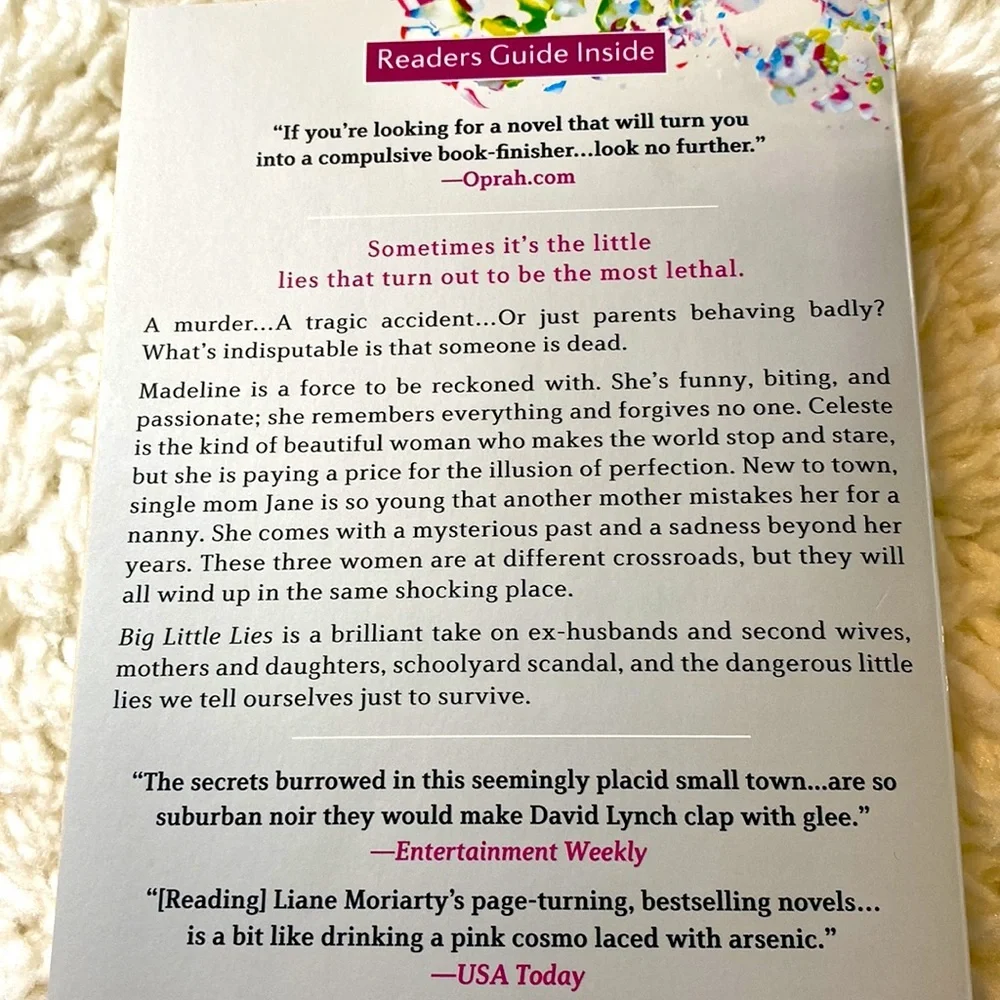BIG LITTLE LIES a mystery novel by LIANE MORIARTY - HBO Reese Witherspoon - Picture 3 of 5
